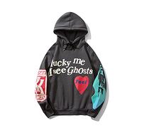 TMOYJPX Kanye Sweat-Shirt Lucky me Hoodie de Mode pour Homme Femme I See Ghosts Sweat à Capuche avec Poches Unisex Oversize (Gris, L)