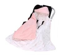 TMOYJPX Nid d'ange Bebe Cosy Mi Saison pour Poussette 90X90 cm 5 Point Polaire Couverture Bebe Coton pour Fille Garcon 0-12 Mois (Lapin 1, Hiver)