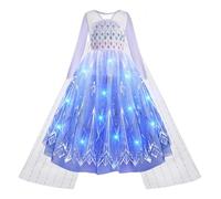 TMOYJPX Robe Reine des Neiges LED Tulle Robe Princesse Fille LED (FR/ES, Âge, 2 Ans, 3 Ans, Bleu)