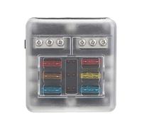 TMP1105 Kit de support de boîte de fusibles de lame d'alimentation de voiture 6 voies 12V-32V avec indicateur LED 16 pièces fusible 40 pièces autocollant Câblage de protection