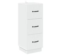 Tmriohed Armoire à tiroirs blanche 33 x 34,5 x 87 cm, commode étroite en bois avec 3 tiroirs et poignées en barre, armoire d'appoint pour salon, couloir et bureau
