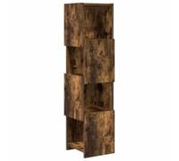 Tmriohed Armoire d'angle en chêne fumé - 25,5 x 25 x 102 cm - Étagère d'angle moderne sur pied avec 4 compartiments pour salon, couloir et bureau - Étagère étroite carrée