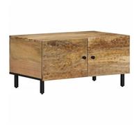 Tmriohed Table basse 80 x 50 x 40 cm en bois massif de manguier et fer | Table d'appoint élégante pour le salon avec beaucoup d'espace de rangement derrière des portes pratiques et des pieds en fer