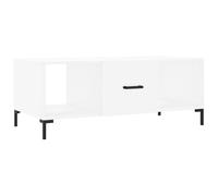 Tmriohed Table basse blanche 102 x 50 x 40 cm avec pieds en métal | Élégante table de canapé pour salon et bureau avec 3 compartiments, porte et pieds en fer solides pour un espace de rangement