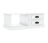 Tmriohed Table basse blanche 90 x 50 x 35 cm en bois avec 2 tiroirs | Table de canapé moderne pour le salon avec tiroirs montables des deux côtés, compartiment et surface facile d'entretien.