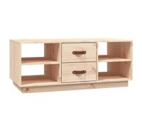 Tmriohed Table basse en pin massif 100 x 50 x 41 cm | Table d'appoint fonctionnelle en bois de pin non traité avec tiroirs et étagères pour garder l'ordre dans le salon.