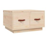 Tmriohed Table basse en pin massif 60 x 53 x 35 cm avec tiroirs | Table de canapé rustique en pin non traité avec détails en cuir synthétique et espace de rangement pour salon et salon.