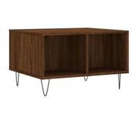 Tmriohed Table basse marron aspect chêne 60 x 50 x 36,5 cm | Étagère fonctionnelle pour le salon avec quatre compartiments ouverts et pieds solides en métal.