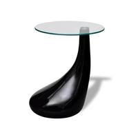 Tmriohed Table basse ronde en verre Noir brillant 42 x 55 cm | Design moderne en forme de goutte avec plateau en verre pour le salon et la chambre à coucher. Le pied compact en forme de