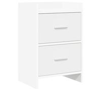 Tmriohed Table de chevet blanche avec 2 tiroirs - 40 x 30 x 60 cm - En bois | Commode d'appoint compacte pour chambre à coucher, aspect moderne en panneau de particules solide avec poignées métalliques