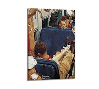 TMRL Impression sur toile Little Girl Observing Lover de Norman Rockwell - Décoration pour salon, chambre à coucher - 40 x 60 cm - Style cadre