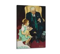 TMRL Poster sur toile Doctor And Dolldoctor And Doll par Norman Rockwell - Impression sur toile pour albums de musique et films - Peinture décorative pour salon, chambre à coucher - 50 x 75 cm - Style