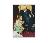 TMRL Poster sur toile Doctor And Dolldoctor And Doll par Norman Rockwell - Impression sur toile pour albums de musique et films - Peinture décorative pour salon, chambre à coucher - 50 x 75 cm - Sans