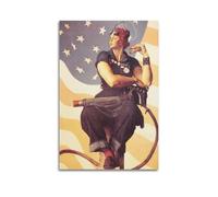 TMRL Poster sur toile Norman Rockwell Painter's Work - Rosie The Riveter - Impression sur toile - Albums de musique et films - Peinture décorative pour salon, chambre à coucher - 20 x 30 cm - Style