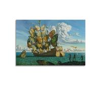 TMRL Salvador Dali - Peinture à l'huile - Voilier et papillons - Art mural sur toile - Albums de musique et films - Peinture décorative pour salon, chambre à coucher - 40 x 60 cm - Style sans cadre