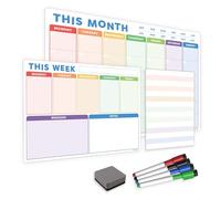 TMS Calendrier mensuel magnétique, planificateur hebdomadaire et organiseur quotidien pour l'école, la maison et le bureau | Suivi des corvées, des devoirs, des réunions, des rendez-vous (mensuel