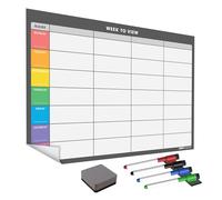 TMS Planificateur mural réutilisable - Organisateur hebdomadaire et planificateur familial - Tableau blanc autocollant repositionnable pour la maison et le bureau (onglets gris, onglets colorés, A2)