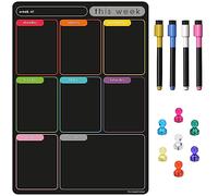TMS Planning semainier magnétique multicolore A3/A4 avec 4 stylos magnétiques effaçables à sec