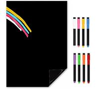 TMS Tableau noir magnétique pour réfrigérateur | Feuille de tableau noir magnétique A4 avec marqueurs à craie effaçable à sec | Tableau mémo noir pour les notes et planificateur de repas [30 x 21 cm]