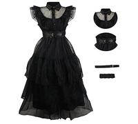 TMSREBU Wednesday Addam Robe de famille noire - Tenue de costumade - Ensemble complet (adulte, M)