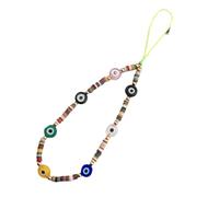 TMTGTS Chaîne de téléphone portable avec perles - Pendentif mauvais œil - Cordon tour de cou - Porte-clés de téléphone portable - Dragonne - Chaîne de téléphone pour téléphones portables, lecteurs USB