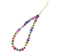 TMTGTS Chaîne de téléphone portable avec perles - Pendentif mauvais œil - Cordon tour de cou - Porte-clés de téléphone portable - Dragonne - Chaîne de téléphone pour téléphones portables, lecteurs USB