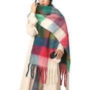TMTGTS Écharpe d'hiver épaisse 220 x 35 cm - Pour femme - À carreaux - Poncho à franges - Écharpe d'automne - Écharpe chaude pour les voyages, le shopping, les jours de patinage et les promenades en