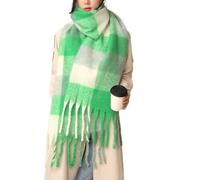TMTGTS Écharpe d'hiver épaisse 220 x 35 cm - Pour femme - À carreaux - Poncho à franges - Écharpe d'automne - Écharpe chaude pour les voyages, le shopping, les jours de patinage et les promenades en
