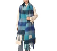 TMTGTS Écharpe d'hiver épaisse 220 x 35 cm - Pour femme - À carreaux - Poncho à franges - Écharpe d'automne - Écharpe chaude pour les voyages, le shopping, les jours de patinage et les promenades en