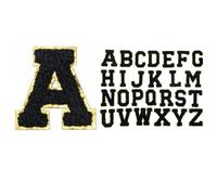 TMTGTS Lot de 26 écussons en chenille - Autocollants - Lettres de l'alphabet - À repasser - Pour le bricolage, les ordinateurs portables, les vêtements, les chaussures, les robes de mariée, les