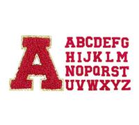 TMTGTS Lot de 26 écussons en chenille - Autocollants - Lettres de l'alphabet - À repasser - Pour le bricolage, les ordinateurs portables, les vêtements, les chaussures, les robes de mariée, les