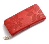 TMTGTS Portefeuille en cuir pour femme - Motif floral - Étui pour cartes de crédit - Porte-monnaie - Porte-monnaie - Porte-cartes - Porte-monnaie pour enfants - Porte-monnaie, rouge, 19*9*2.5cm