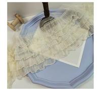 TMTGTS Ruban à volants en mousseline de soie 15 cm x 3 m cinquième couche plissé en tulle - Bord en dentelle - Bordure plissée - Bordure à volants - Bordure plissée - Bordure en mousseline de soie