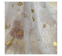 TMTGTS Tissu en mousseline de soie 1,5 x 2 m - Organza brillant - Tissu décoratif à paillettes - Tissu décoratif pour rideaux de mariage - Tulle brillant - Patchwork - Tissu de costume - Tissus pour