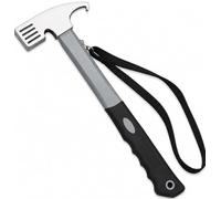 TMV24® Marteau de tente avec extracteur de piquet - Marteau de camping avec dragonne - Pratique et robuste - Pour le camping et le retrait des piquets - Idéal pour tente, sol dur et extérieur - Gris