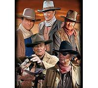 TMXON Kit de peinture diamant 5D à faire soi-même avec incrustations de cow-boy occidental John Wayne, broderie au point de croix en diamant rond, décoration artisanale, cadeaux 30 x 40 cm