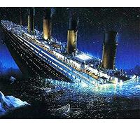 TMXON Kits de peinture au diamant pour adultes, naufrage du Titanic, bricolage 5D Diamond Art pour débutants pour décoration murale 40x40CM