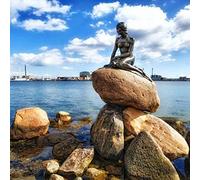 TMXON Statue de la petite sirène Danemark Copenhague DIY 5D Diamond Painting par numéro Kits uniques Décoration murale pour la maison Décoration murale en cristal strass 40x50CM