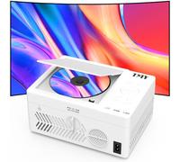 TMY Projecteur Bluetooth avec lecteur DVD intégré, 1080p, mini projecteur DVD portable pour films en plein air, compatible avec smartphone/PC/clé TV /HDMI/AV/USB/TF