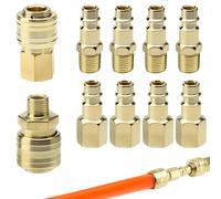 TMZELOA 10 Pcs Or Raccords de compresseur, 1/4 BSP Raccord Rapide Pneumatique Européen Raccord d'Air Comprimé connecteur Homme Femme pour raccords de flexibles raccords de compresseurs