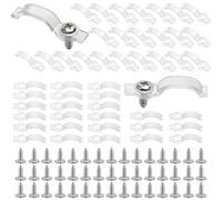 TMZELOA 100 Pièces Clip de Fixation, 10 mm Transparent Waterproof Bande LED Supports de Fixation Livré avec de Vis, Clips de Fixation pour Clips de Supports de Fixation Ruban LED