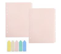 TMZELOA 12 Feuilles Intercalaire A5 Pastel Rose + Notes Adhésives Flèches - Intercalaires Plastique 6 Trous pour Classeur A5, Ensemble Organisateur Bureau & Études