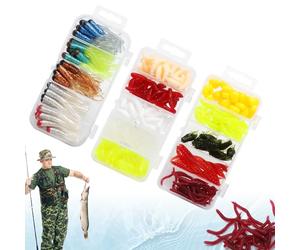 TMZELOA 300 Pièces Leurres de Pêche Brochet, Appâts de Pêche au Bar Silicone Leurre de Pêches en Plastique Appâts Souples en Silicone Eurre Peches Carnassier pour Truite Perche Brochet Sandre Pêchee