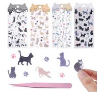 TMZELOA 4 Feuilles Stickers Chat en Feutrine Douce, Autocollants Décoratifs en Relief pour Scrapbooking, Cartes, Album Photo et Décoration Cadeau, avec Pince