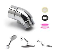 TMZELOA Adaptateur de Douchette à 135 ° Coude 1/2" Adaptateur de Tuyau de Douche Adaptateu de Support Pommeau de Douche Pièce Coudée pour Joint Pommeau de Douche avec Tuyau Douchette Murale Argent