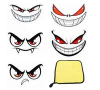 TMZELOA Autocollants Yeux de Démon pour Tondeuse Robot Voiture - 5 Stickers Réfléchissants Autocollants Imperméables - Décoration Voiture, Robot, Poubelle - avec Chiffon de Nettoyage Offert