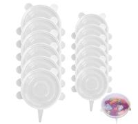 TMZELOA Couvercle Silicone Alimentaire 12 Pièces, Couvercle Silicone Extensible 6,5 cm et 9,5 cm pour Pots de Yaourt et Bocaux, Couvercle Extensible en Silicone Réutilisable pour Bols et Verres