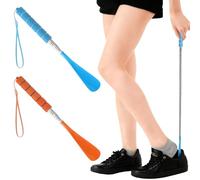 TMZELOA Lot de 2 chausse pied long télescopique extensible 30-71cm inox - Chausse pied ergonomique avec poignée antidérapante confortable - Chausse pied pour hommes femmes seniors voyage bottes cuir