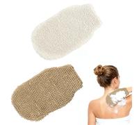TMZELOA Lot de 2 gant exfoliant corps en fibres naturelles (jute/ramie) - gant de gommage gant hammam gant kessa - gant de douche exfoliant séchage rapide sans microplastique, 22×11 cm, peau sensible