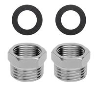 TMZELOA Lot de 2 raccords réducteurs 1/2 à 3/8 en acier inoxydable - Double mamelon de qualité supérieure avec 4 bagues d'étanchéité - Rallonge de réduction universelle - Anti-rouille et résistant à